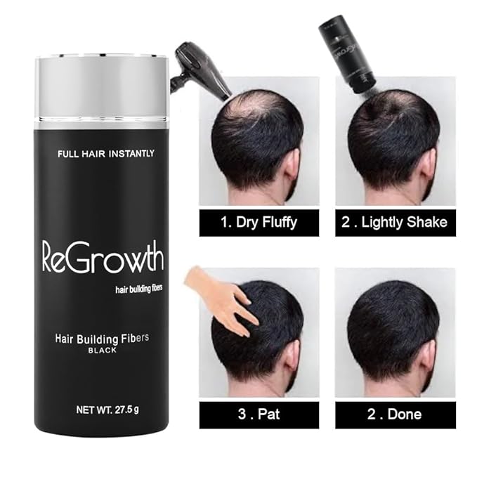 Regrowth Hair Building Fibers 27.5 gm - Hair Fibers For Thin & Fine Hair -Hair Thickening Fibers for Men & Women