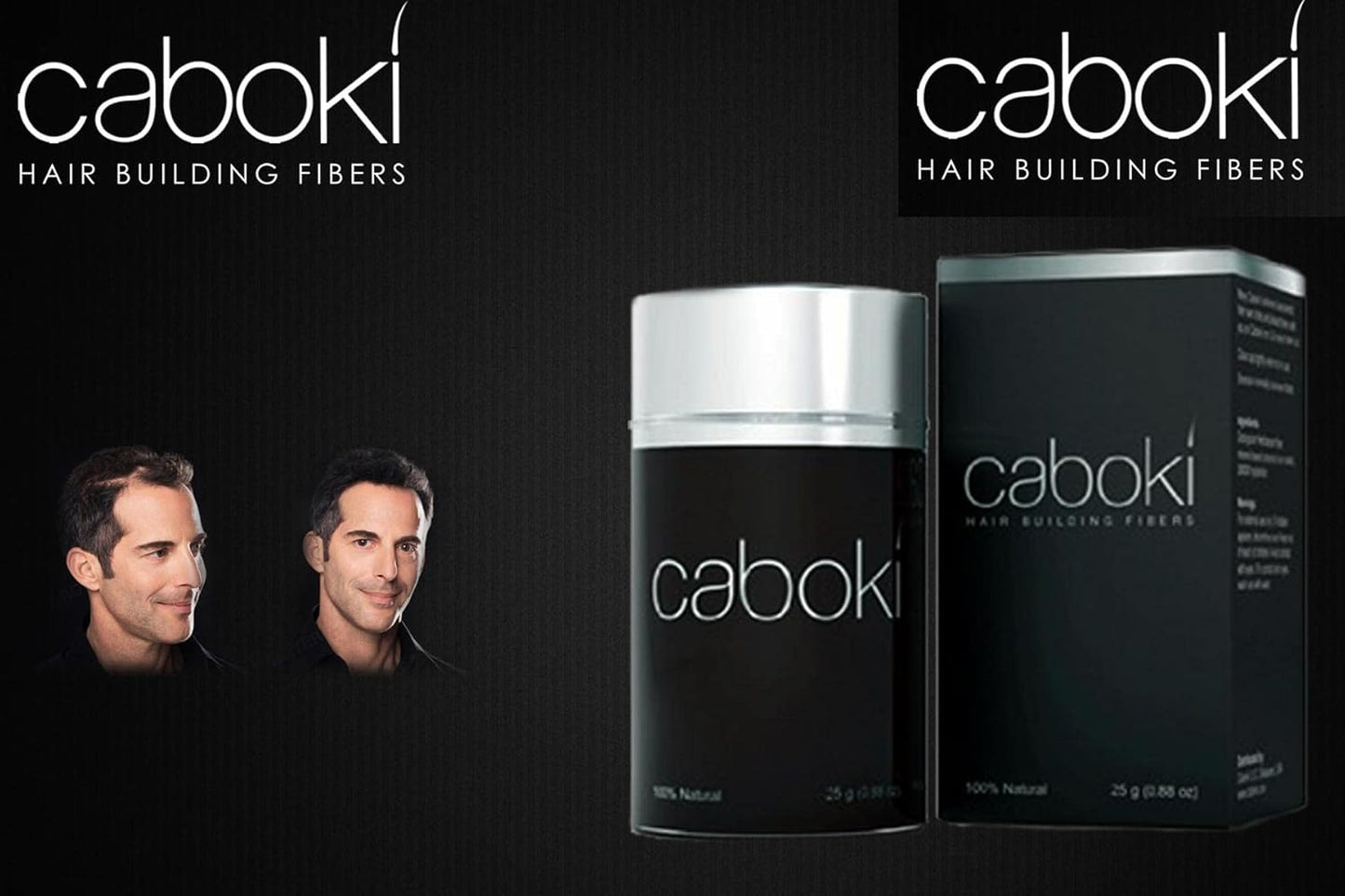 Caboki Hair Building Fibers for Natural Looking Hairs, Thickening Fillers for Instant Thinning & Balding Hair Thickness Maximizer, Black, Unscented Powder, 25 Grm, Unisex-Adults