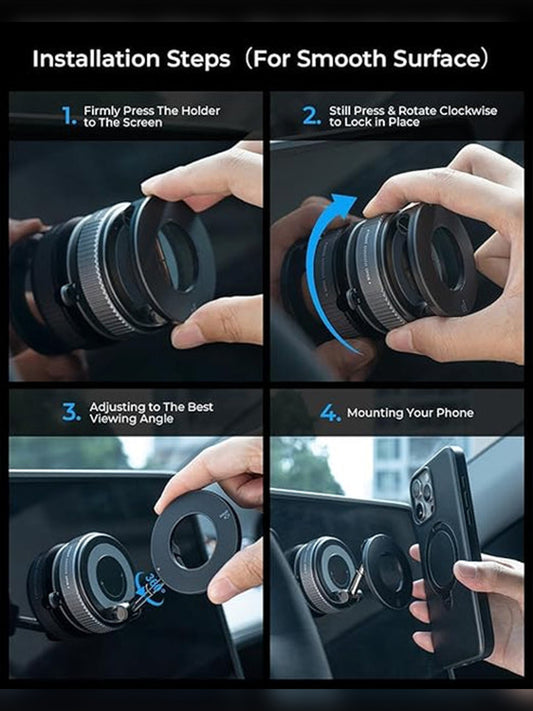 Magnetic Vaccum Mobile Holder,Suctioncup Phone Holder for Gym,360° Vaccum Magnetic Phones Holder,Powerful Grip for All Smartphones