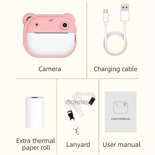 Imported Best Quality Kids Instant Print Camera with 4 Games – 3-in-1 Digital Camera for Boys & Girls Ages 3-12 | Print Photos & Record Videos | Supports 64GB SD, Gift-Ready - 2 Rolls (Teddy)