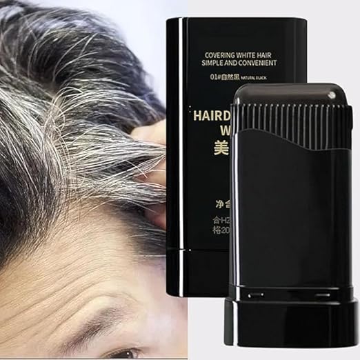 New Hair Color Comb Stick, Waterproof and Sweat-Proof Grey Hair Coverage for Men & Women, Easy Application BLACK (BLACK)