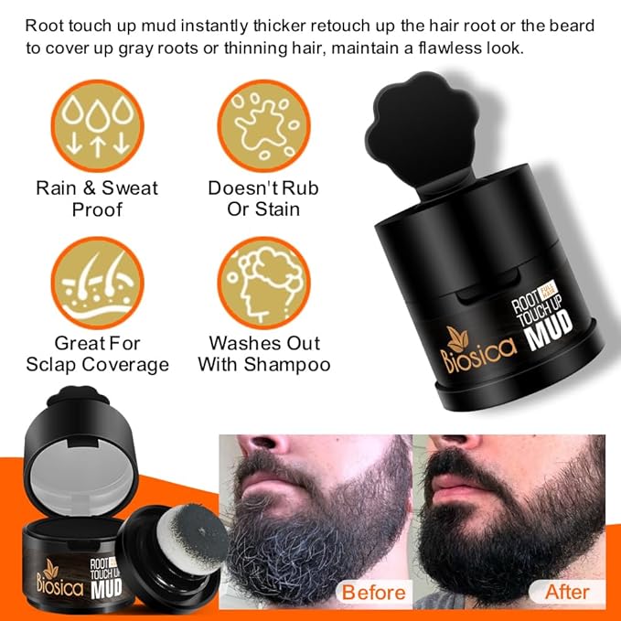 Bisoica Root Touch-Up Mud Hairline Concealer – Instant Hairline & Root Coverage for Men & Women, Easy Application & Long-Lasting