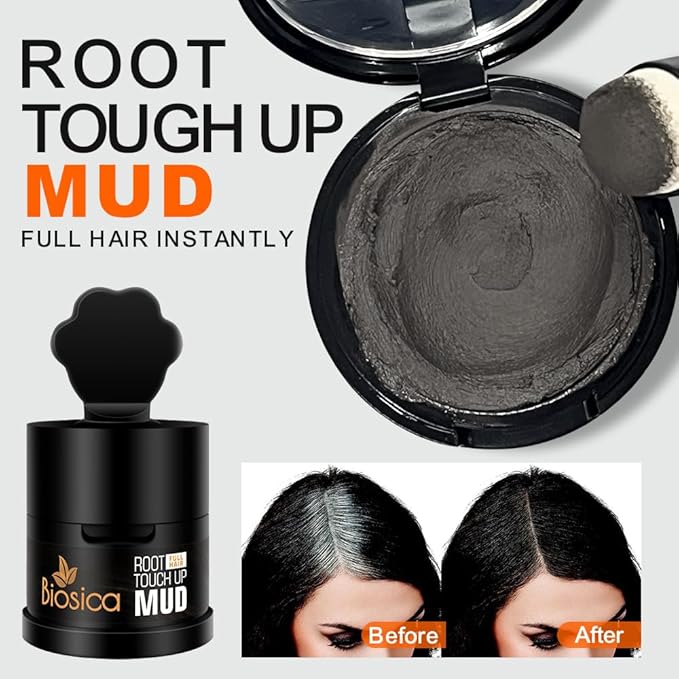 Bisoica Root Touch-Up Mud Hairline Concealer – Instant Hairline & Root Coverage for Men & Women, Easy Application & Long-Lasting