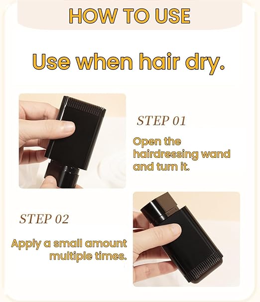 New Hair Color Comb Stick, Waterproof and Sweat-Proof Grey Hair Coverage for Men & Women, Easy Application BLACK (BLACK)