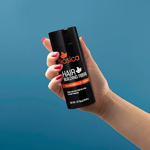 Biosica Hair Building Fibers 27.5Gm - Hair Fibers For Thin & Fine Hair -Hair Thickening Fibers For Men & Women (Black)
