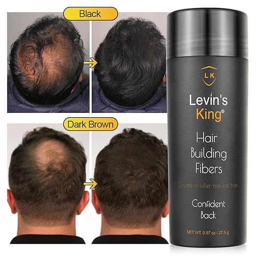 Levins King Hair Building Fiber, Hair Loss Concealer, 27.5 gm Pack (Dark Brown)