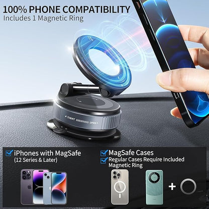 Magnetic Vaccum Mobile Holder,Suctioncup Phone Holder for Gym,360° Vaccum Magnetic Phones Holder,Powerful Grip for All Smartphones