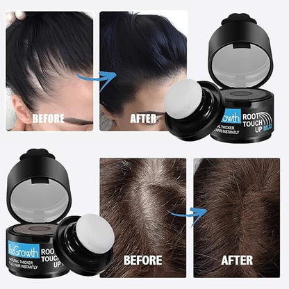 ReGrowth Hair Root Touch-Up Mud Powder | Instantly Conceals hair loss, Bald Patch and Grey hair | Root Cover up | Sweat Resistant and Stain Proof 24 hour Formula (Black).