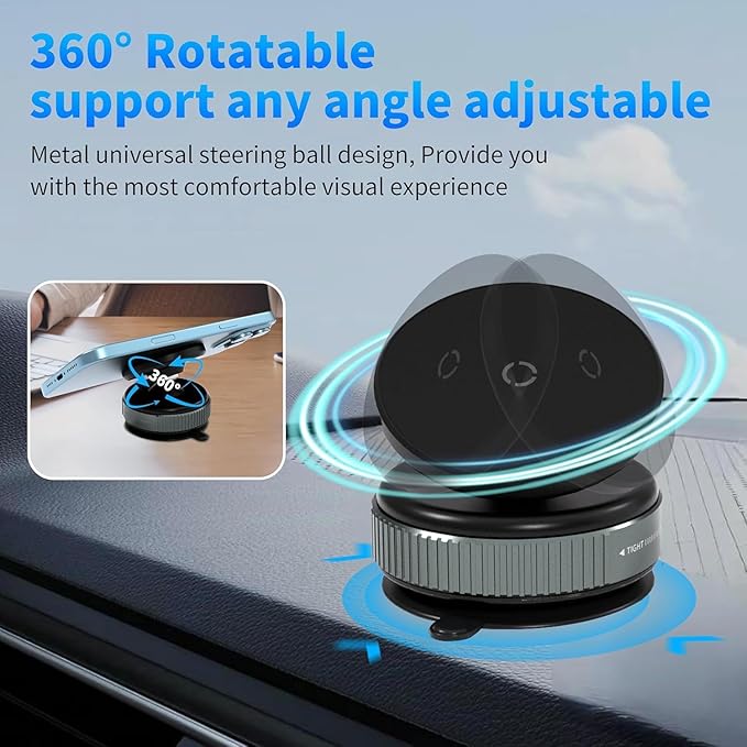 Sale 360° Vaccum Magnetic Phones Holder, Magnetic Car Phone Mount, Hands-Free Suction Cup Phones Holder for Car/Gym/Mirror/Shower, Car Mount Compatible with All Mobile (Non-Extended) (K009)