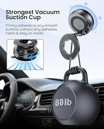 360° Vaccum Magnetic Phones Holder, Magnetic Car Phone Mount, Hands-Free Suction Cup Phones Holder for Car/Gym/Mirror/Shower, Car Mount Compatible All Mobile (Extended)