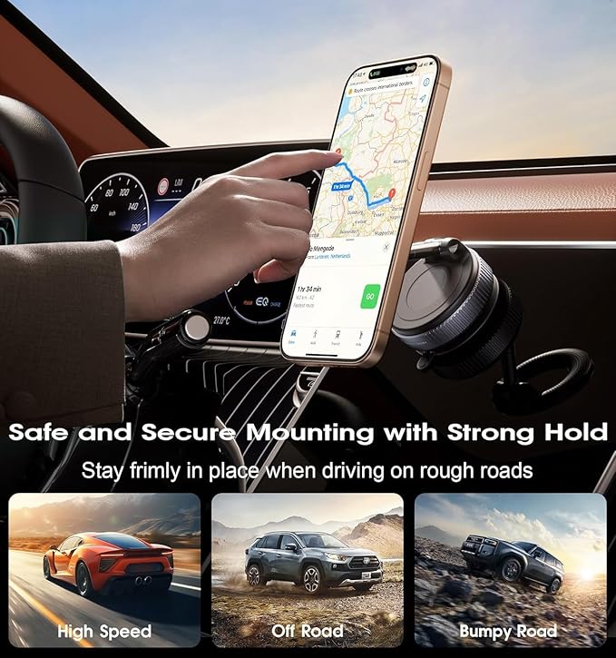 360° Vaccum Magnetic Phones Holder, Magnetic Car Phone Mount, Hands-Free Suction Cup Phones Holder for Car/Gym/Mirror/Shower, Car Mount Compatible All Mobile (Extended)