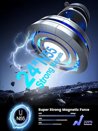 Premium Upgraded 360° Magnetic Mobile Phone Holder, Strong Vacuum Suction, Foldable Design, Magna Ring Mount for Car, Reels, Mirror & Smooth Surfaces-Universal Compatibility