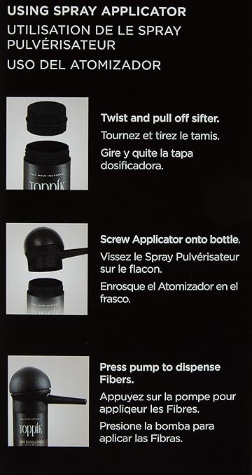 Toppik Spray Applicator Pump For Thinning Hair and Baldness, Hair Fiber Easy to Use Pump - Black