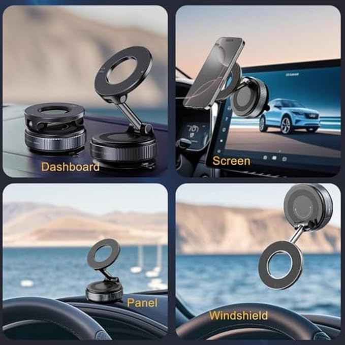 Magnetic Vaccum Mobile Holder,Suctioncup Phone Holder for Gym,360° Vaccum Magnetic Phones Holder,Powerful Grip for All Smartphones