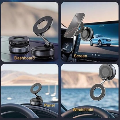 Magnetic Vaccum Mobile Holder,Suctioncup Phone Holder for Gym,360° Vaccum Magnetic Phones Holder,Powerful Grip for All Smartphones