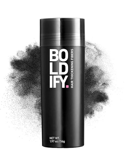 BOLDIFY Hair Fibers (56g) - Fill In Thinning and Fine Hair for an Instantly Fuller, Thicker Look - 14 Shades for Women & Men - Black