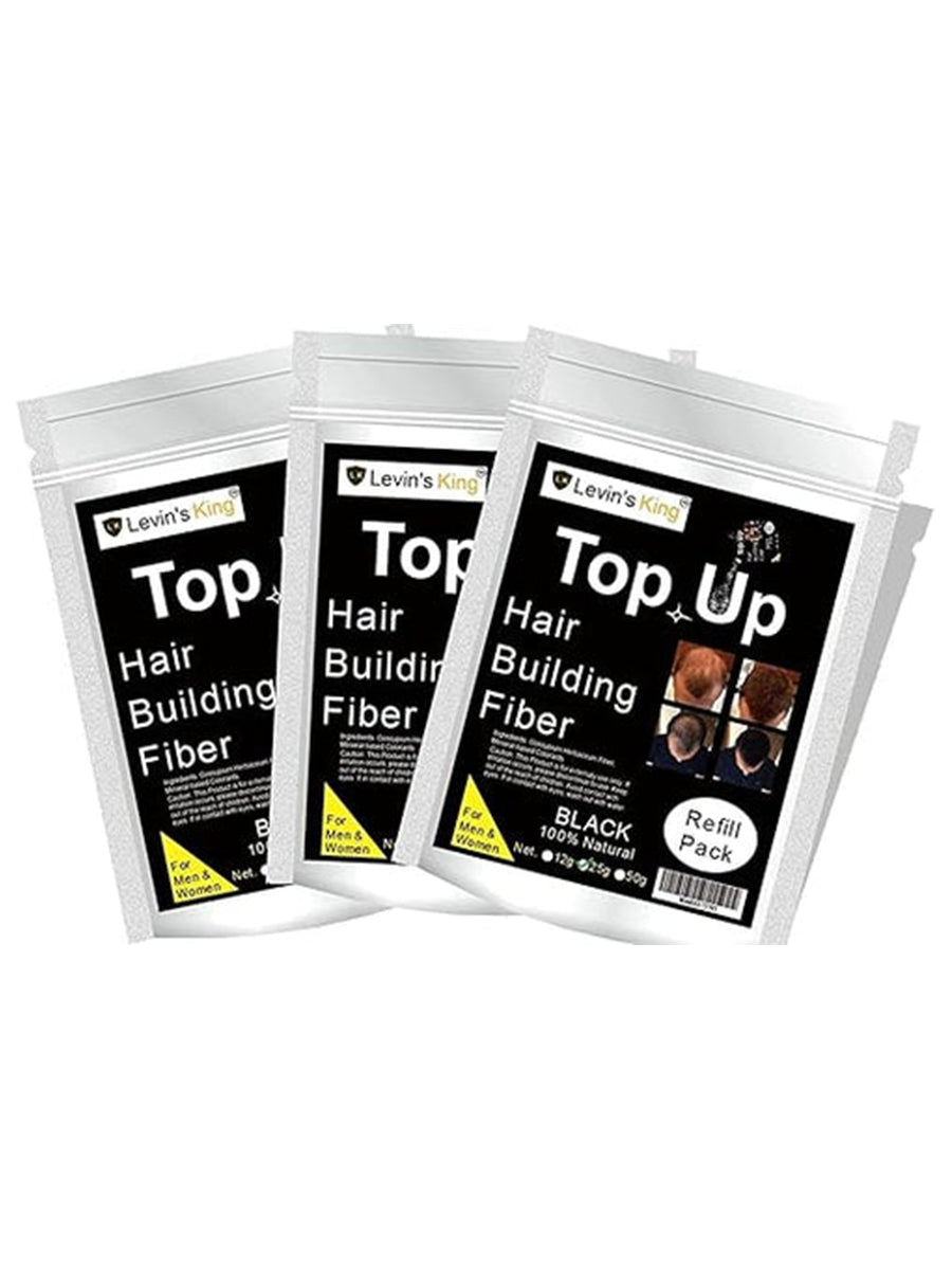 Levins King Hair Building Fiber, Concealer Refill Use For Cabok, Toppik, Looks 21,Regrowth etc. (Black 25+25+25g) Pack of 3