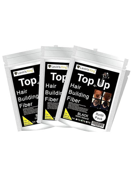 Levins King Hair Building Fiber, Concealer Refill Use For Cabok, Toppik, Looks 21,Regrowth etc. (Black 25+25+25g) Pack of 3