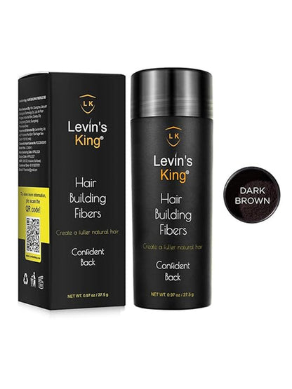 Levins King Hair Building Fiber, Hair Loss Concealer, 27.5 gm Pack (Dark Brown)