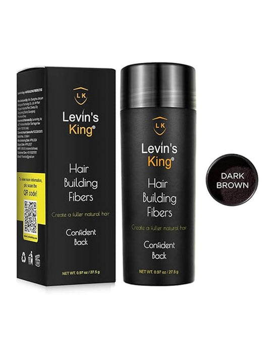 Levins King Hair Building Fiber, Hair Loss Concealer, 27.5 gm Pack (Dark Brown)