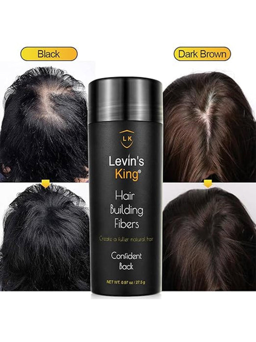 Levins King Hair Building Fiber, Hair Loss Concealer, 27.5 gm Pack (Dark Brown)