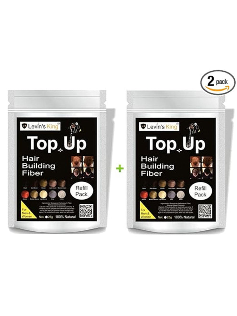 Levins King Hair Building Fiber, Hair fibre Concealer Refill Pack Use For All Hair fiber like Caboki etc (Dark Brown) (Refill Pack of 2 (50g))