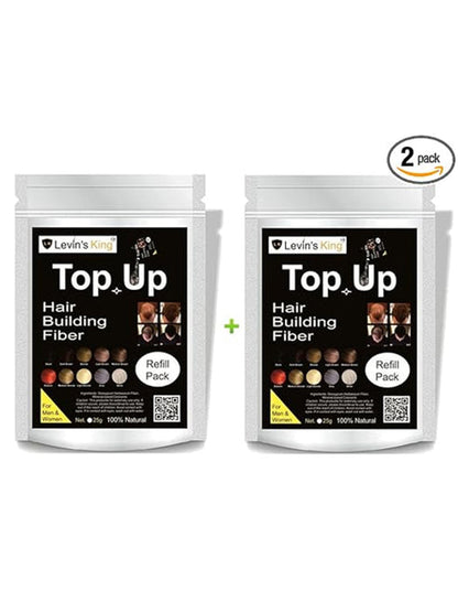 Levins King Hair Building Fiber, Hair fibre Concealer Refill Pack Use For All Hair fiber like Caboki etc (Dark Brown) (Refill Pack of 2 (50g))