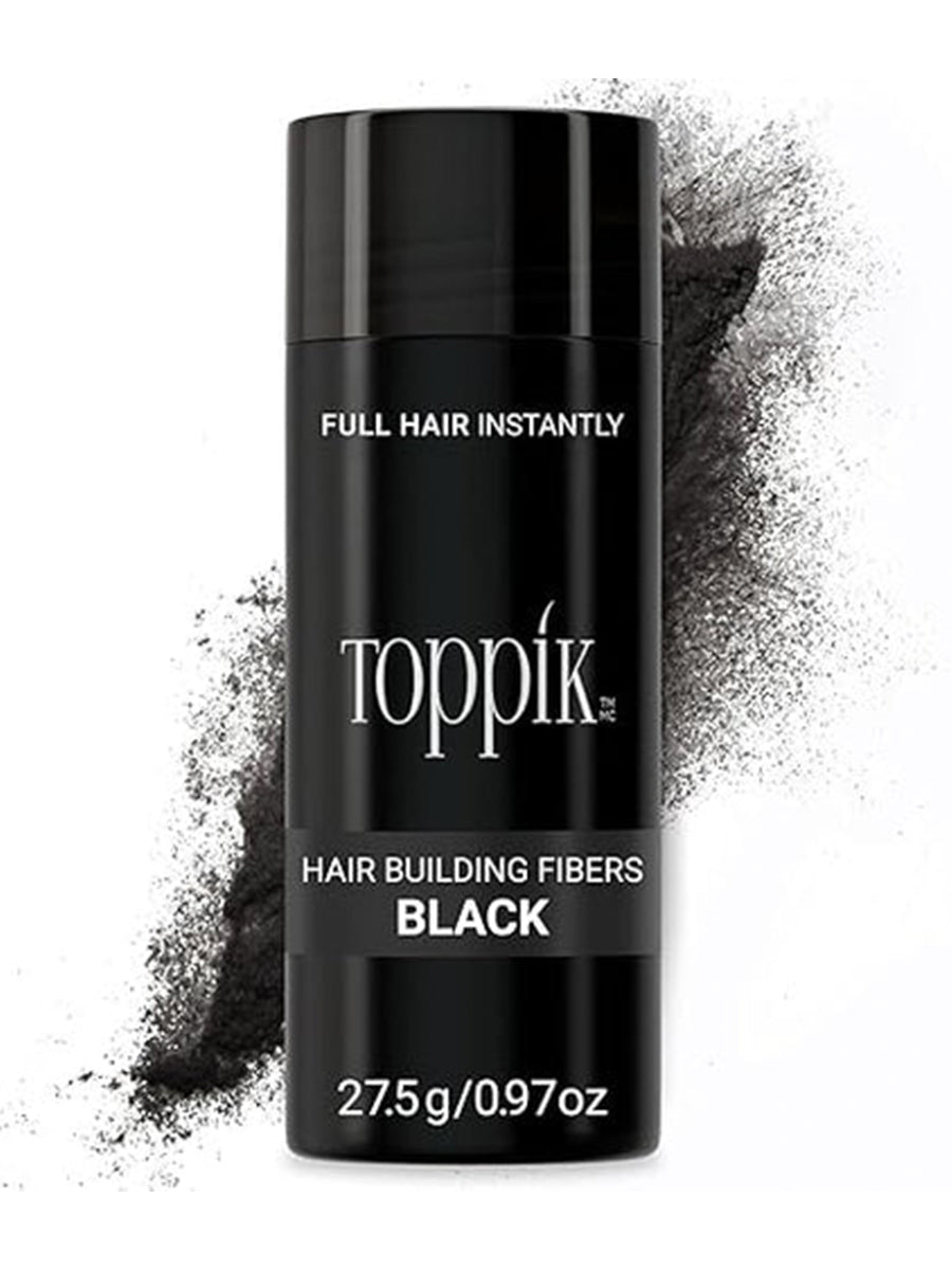 Premium Toppik Hair Building Fibers, Black, 27.5g, Instant Hair Thickening Solution, Fill In Fine or Thinning Hair Instantly Thicker, Fuller Looking Hair (Black, Large1)