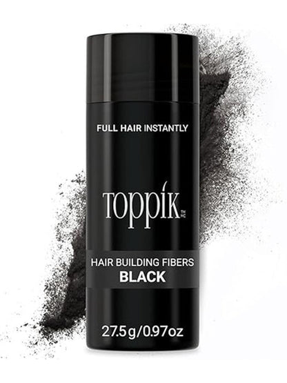 Premium Toppik Hair Building Fibers, Black, 27.5g, Instant Hair Thickening Solution, Fill In Fine or Thinning Hair Instantly Thicker, Fuller Looking Hair (Black, Large1)