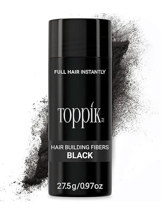Premium Toppik Hair Building Fibers, Black, 27.5g, Instant Hair Thickening Solution, Fill In Fine or Thinning Hair Instantly Thicker, Fuller Looking Hair (Black, Large1)