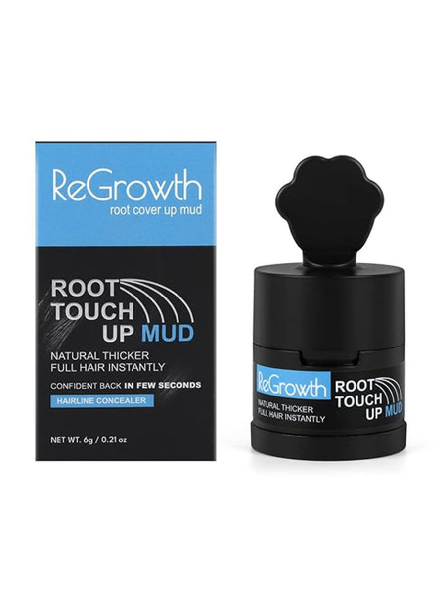 REGROWTH Root Touch-Up Mud Powder for Grey Hair & Bald Spots - Sweat & Stain Resistant Hair Concealer for Men & Women - 48HR Formula, Fuller Look, Covers Roots & Thinning Hair, 6g