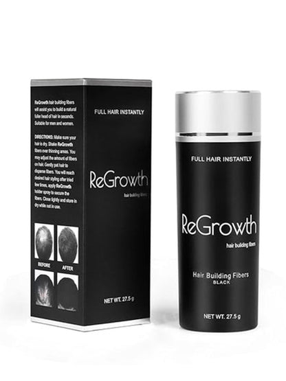REGROWTH hair Building fibers (Black) 27.5 fiber For Thinning & Bald Spots hair Loss Concealer In Seconds Thickening fibers For Men & Women, 80 Grams