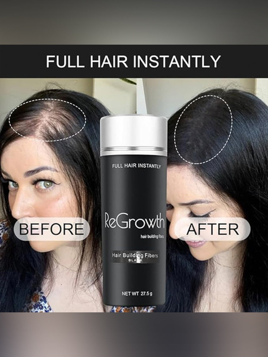 REGROWTH hair Building fibers (Black) 27.5 fiber For Thinning & Bald Spots hair Loss Concealer In Seconds Thickening fibers For Men & Women, 80 Grams