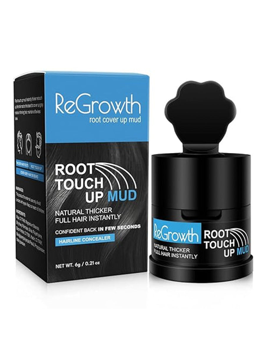 ReGrowth Hair Root Touch-Up Mud Powder | Instantly Conceals hair loss, Bald Patch and Grey hair | Root Cover up | Sweat Resistant and Stain Proof 24 hour Formula (Black).