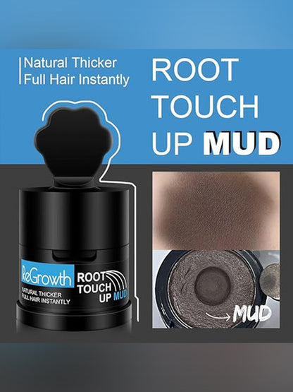 ReGrowth Hair Root Touch-Up Mud Powder | Instantly Conceals hair loss, Bald Patch and Grey hair | Root Cover up | Sweat Resistant and Stain Proof 24 hour Formula (Black).