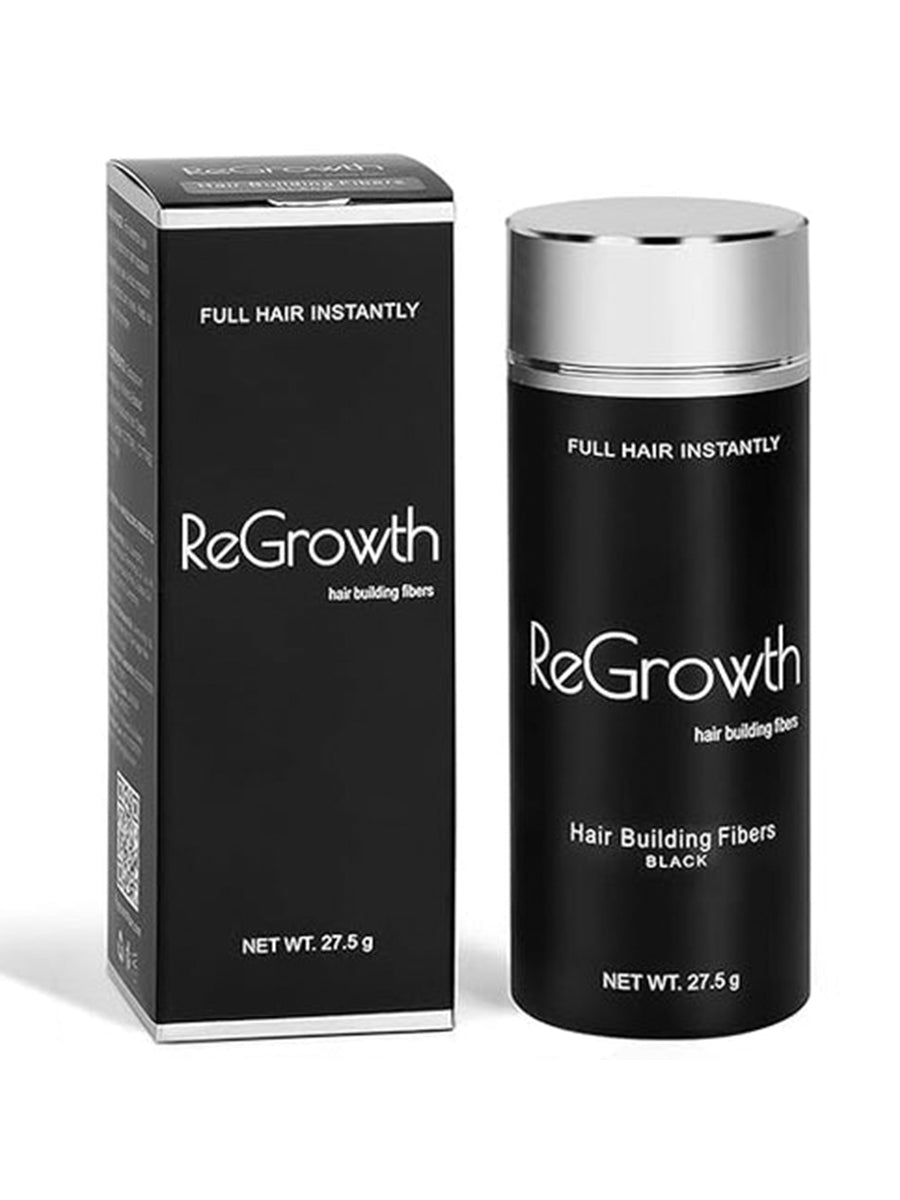 Regrowth Hair Building Fibers 27.5 gm - Hair Fibers For Thin & Fine Hair -Hair Thickening Fibers for Men & Women (Black).