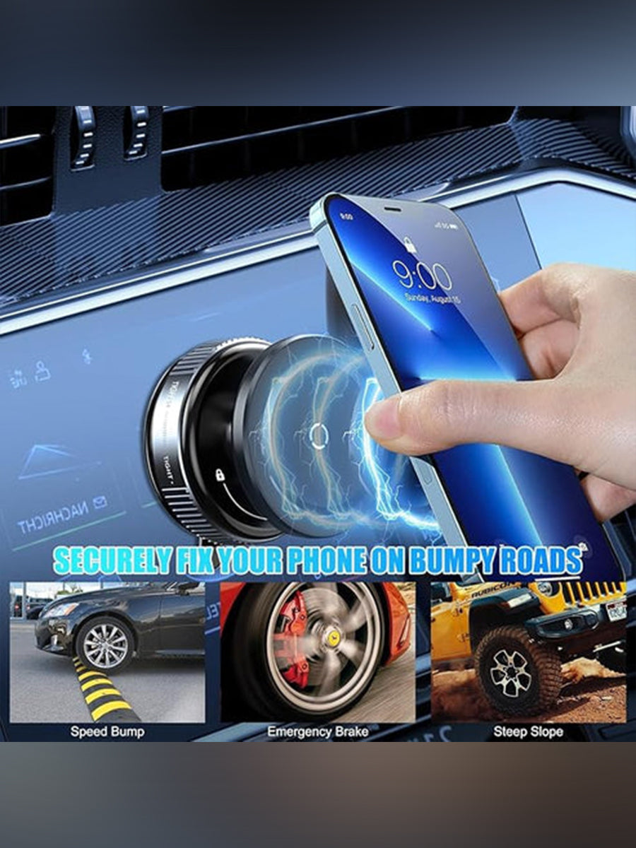 Upgraded 360° Vaccum Magnetic Phones Holder, Magnetic Car Phone Mount, Hands-Free Suction Cup Phones Holder for Car/Gym/Mirror/Shower, Car Mount Compatible with All Mobile (Black)