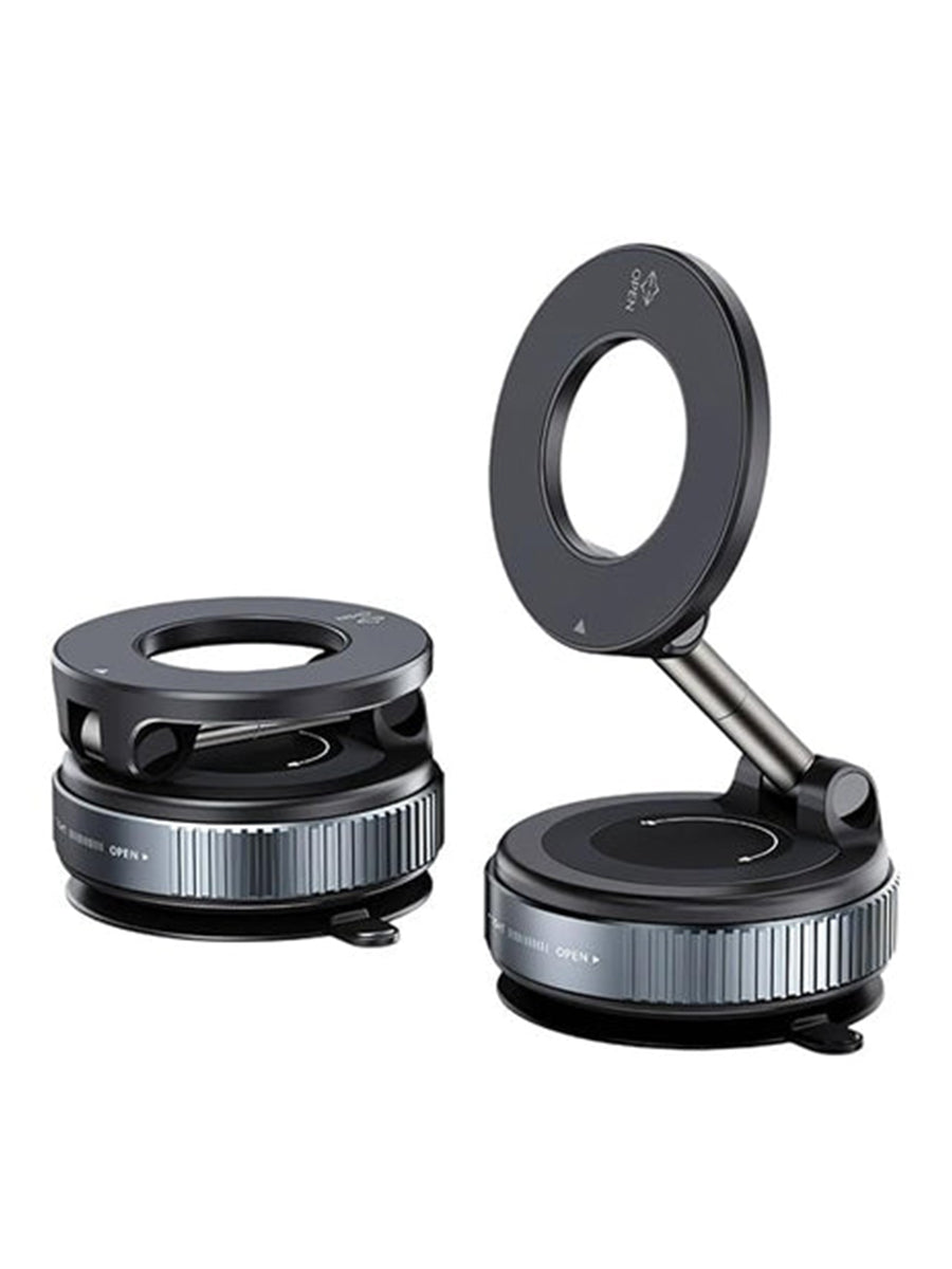 Vacuum Suction Magnetic Bracket K007, 2025 New 360° Rotatable 180° Foldable Magnetic Phone Holder for Car/Gym/Travel, for iPhone 16/15/14/13/12 Series Magsafe Devices (Black)