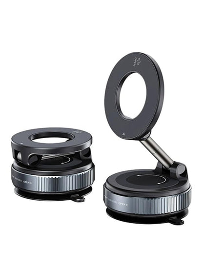 Vacuum Suction Magnetic Bracket K007, 2025 New 360° Rotatable 180° Foldable Magnetic Phone Holder for Car/Gym/Travel, for iPhone 16/15/14/13/12 Series Magsafe Devices (Black)