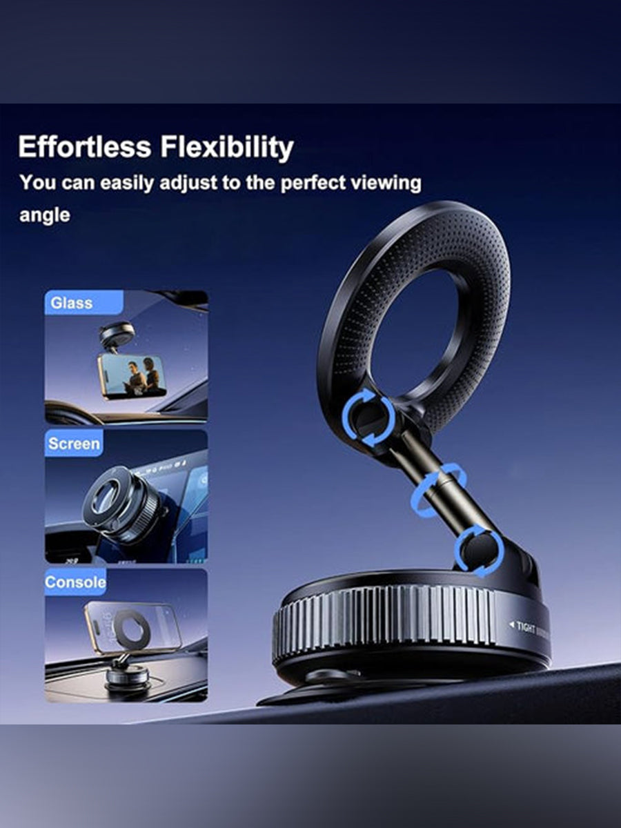 Vacuum Suction Magnetic Bracket K007, 2025 New 360° Rotatable 180° Foldable Magnetic Phone Holder for Car/Gym/Travel, for iPhone 16/15/14/13/12 Series Magsafe Devices (Black)