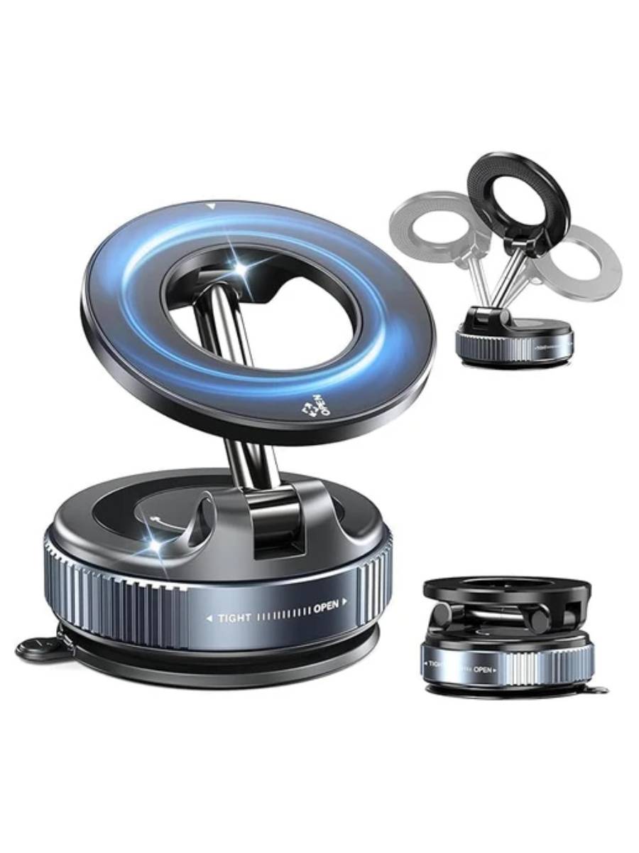 360° Vaccum Magnetic Phones Holder, Magnetic Car Phone Mount, Hands-Free Suction Cup Phones Holder for Car/Gym/Mirror/Shower, Car Mount Compatible All Mobile (Extended)