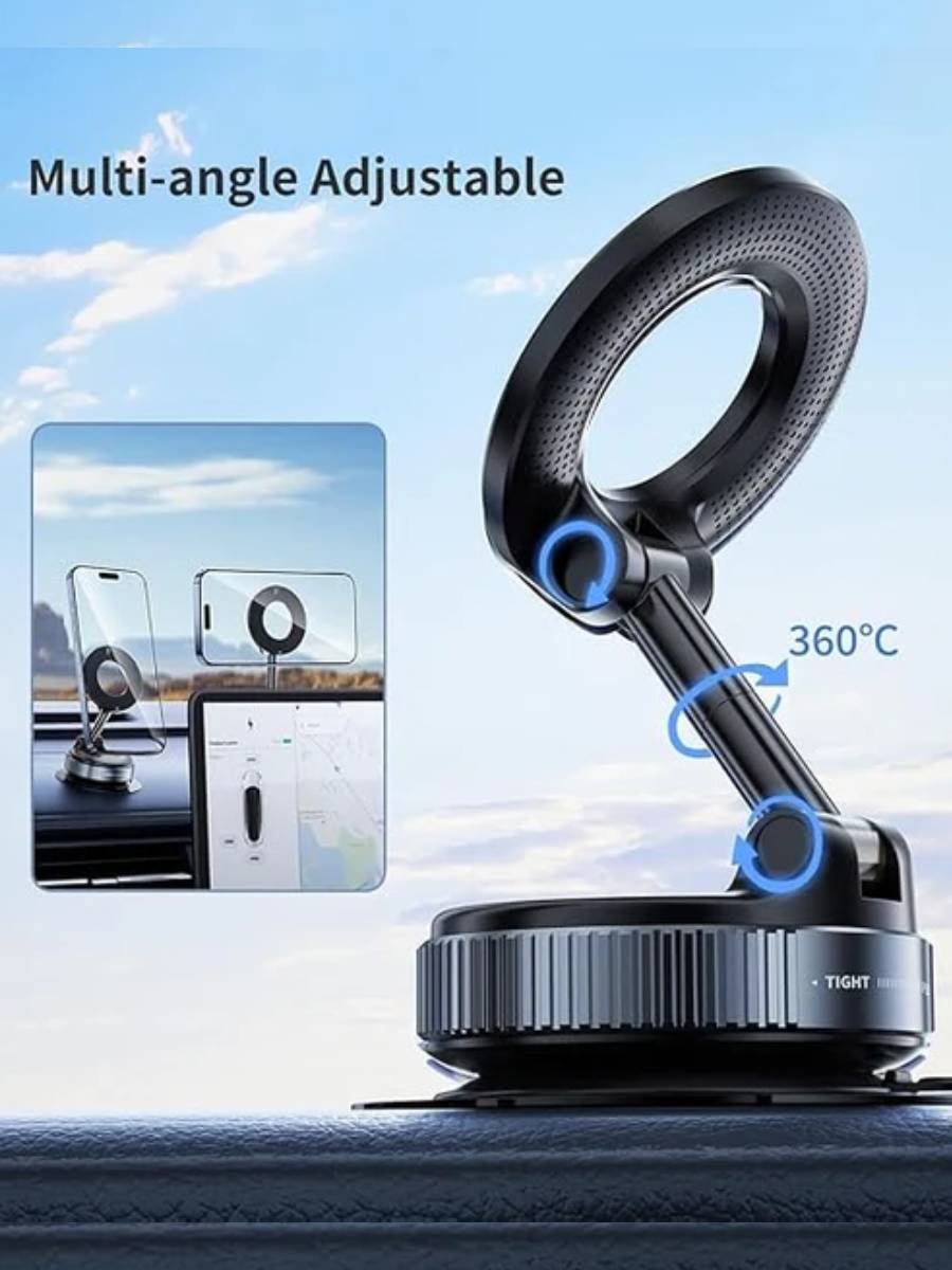 360° Vaccum Magnetic Phones Holder, Magnetic Car Phone Mount, Hands-Free Suction Cup Phones Holder for Car/Gym/Mirror/Shower, Car Mount Compatible All Mobile (Extended)